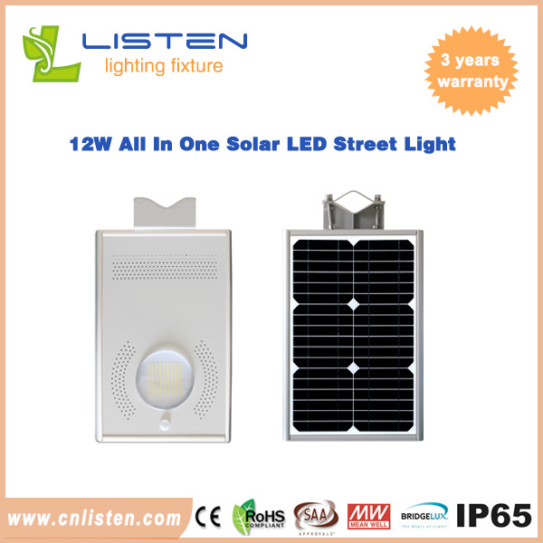 8W/12W All in One Solar LED Street Light CE RoHS IP65 Approved 