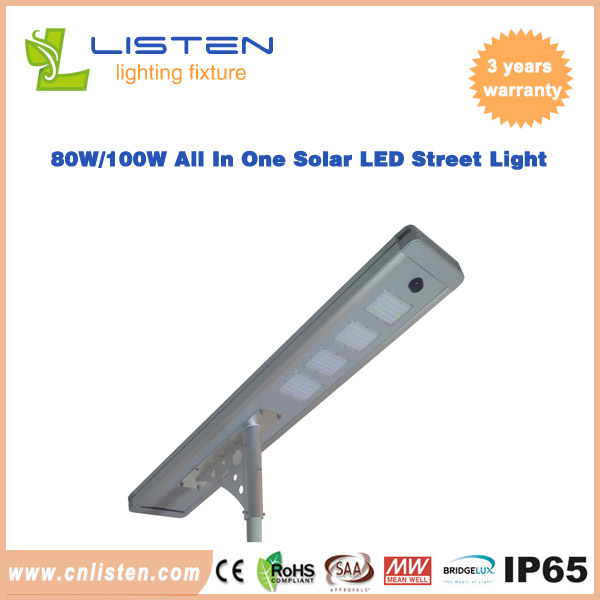 New 50W/60W/80W/100W Integrated Solar LED Street Light PIR Control System