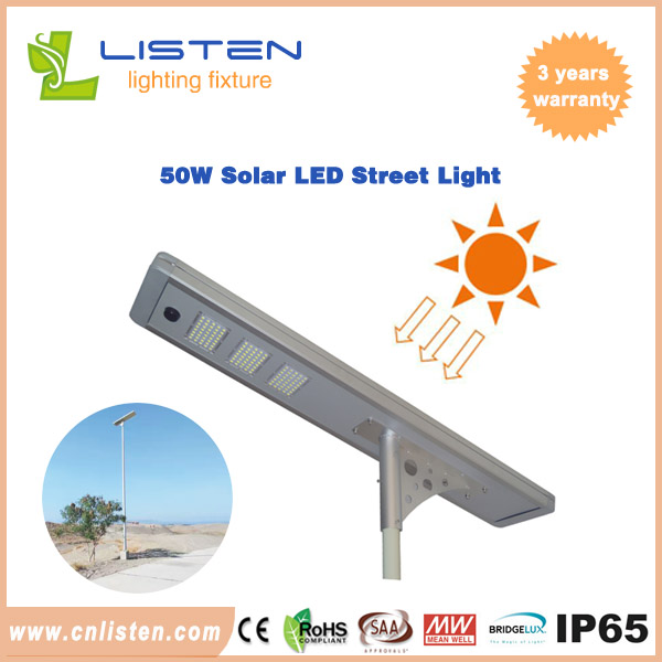 Integrated Solar Street Light 50W With Bridgelux/Philips Chip
