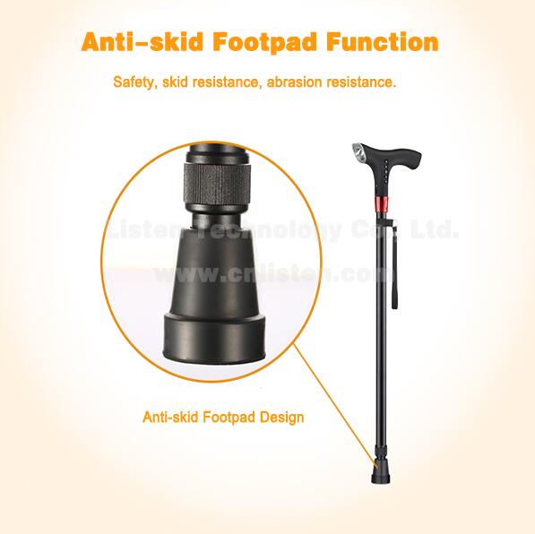 Cane with anti-skid foot-pad function